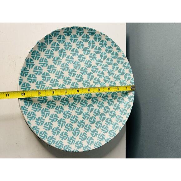 (5) Mainstays Aqua Teal White Dinner Plates 10.25 Inch Diameter Great Condition - Picture 7 of 12